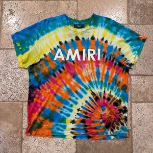 Amiri Tie-Dye Logo Multicolor Short Sleeve T-Shirt